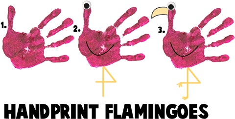 Handprint Flamingoes